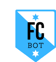 a blue and white logo for fc bot with two stars