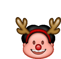 an emoji of a person wearing a reindeer headband and a red nose