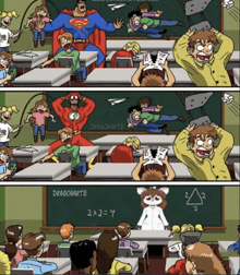 a cartoon of a classroom with a blackboard that says dragonarte