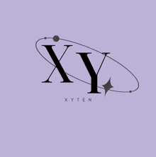 a purple background with the letter x and y