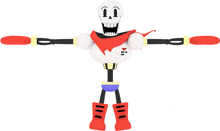 a cartoon skeleton wearing a scarf and boots