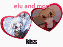 a picture of a girl and a boy with the words elu and mori kiss on the bottom