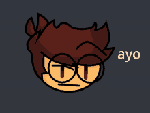 a drawing of a boy with glasses and the word ayo below him