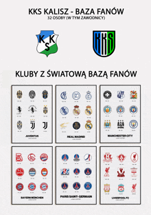 kks kalisz - baza fanow poster with logos of various teams