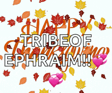 a happy tribe of ephraim greeting card with leaves and hearts