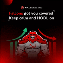 falcons got you covered keep calm and hodl on written on a black background