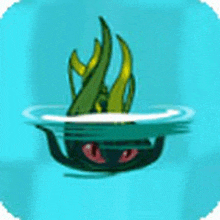 a cartoon drawing of a monster floating in the water .