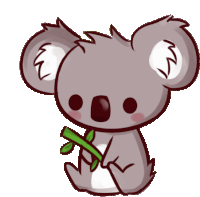 a drawing of a koala bear holding a branch