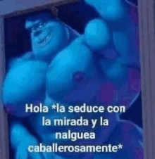 a picture of sulley from monsters inc with a spanish caption