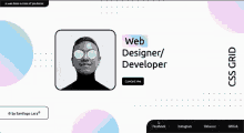 a website for a web designer / developer shows a picture of a man wearing glasses