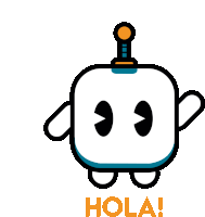 a cartoon drawing of a robot with the words hola below it