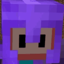 a close up of a purple block with a face on it in a video game .