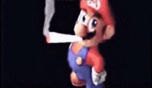 mario from nintendo is smoking a cigarette in a dark room .