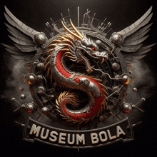 a logo for the museum bola with a dragon and wings