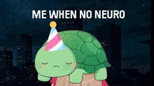 a cartoon turtle wearing a party hat is laying on a rock .