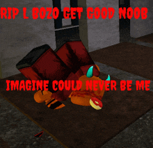 a cartoon character is laying on the ground with the caption " imagine could never be me "