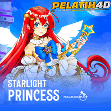 a poster for starlight princess shows a girl with red hair