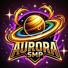 a logo for aurora smp shows a planet with rings around it