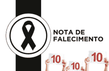 a sign that says nota de falecimento with a black ribbon