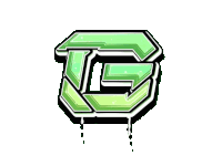 a green and black logo with the letter g on it