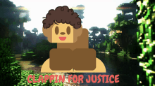 a cartoon drawing of a man with the words clappin for justice above him