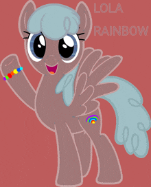 a drawing of a pony with the name lola rainbow