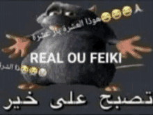 a picture of a cartoon mouse with arabic writing on it .