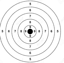 a target with numbers on it on a white background stock photo