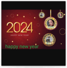 a happy new year greeting card with a picture of a woman