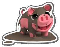 a sticker of a pig with pink spots on its face