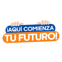 a blue and orange sign that says tu futuro