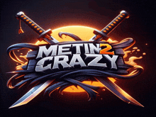 a logo for metin 2 crazy has two swords crossed