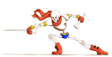 a cartoon drawing of a skeleton with a sword