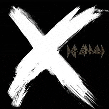 a white cross on a black background with the words `` def leppard '' written on it .