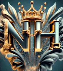 the letters nh are surrounded by a crown and leaves