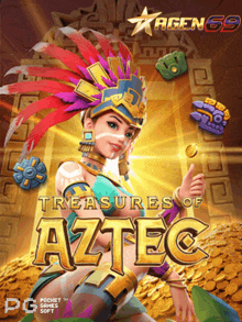 a poster for treasures of aztec shows a native american woman