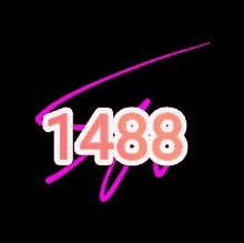 a black background with the number 1488 in pink