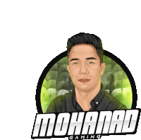 a logo for mohamad gaming shows a man in a green circle