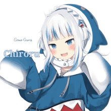 a picture of a shark girl with the name chiroru on the bottom