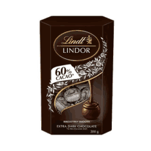 a box of lindt lindor 60 % cacao extra dark chocolate