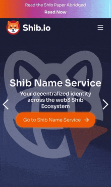 a screenshot of a website called shib.io that says shib name service