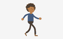 a cartoon man with curly hair is walking