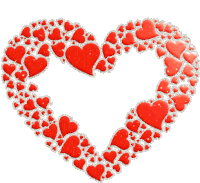 a heart made up of red hearts with a white background