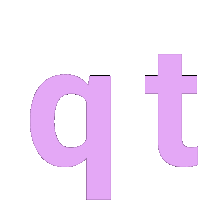 a purple letter q and a purple letter t are on a white background