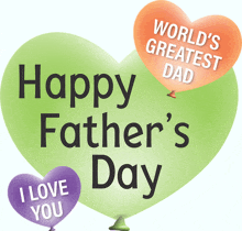 a green heart with the words happy father 's day and i love you