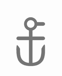 a gray anchor on a white background with a hole in the middle