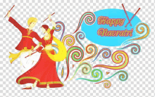 a happy navratri greeting card with a man and a woman