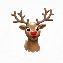 a cartoon reindeer with a red nose