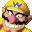 a pixel art of a man wearing a yellow hat and a pink nose .