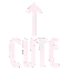 a pink arrow pointing upwards with the word cute written on it .